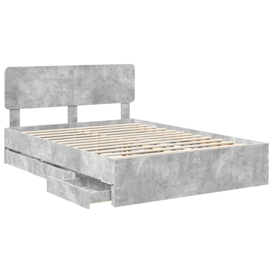 Cadre de lit Gris Béton 140 x 190 cm Bois d’ingénierie - 5
