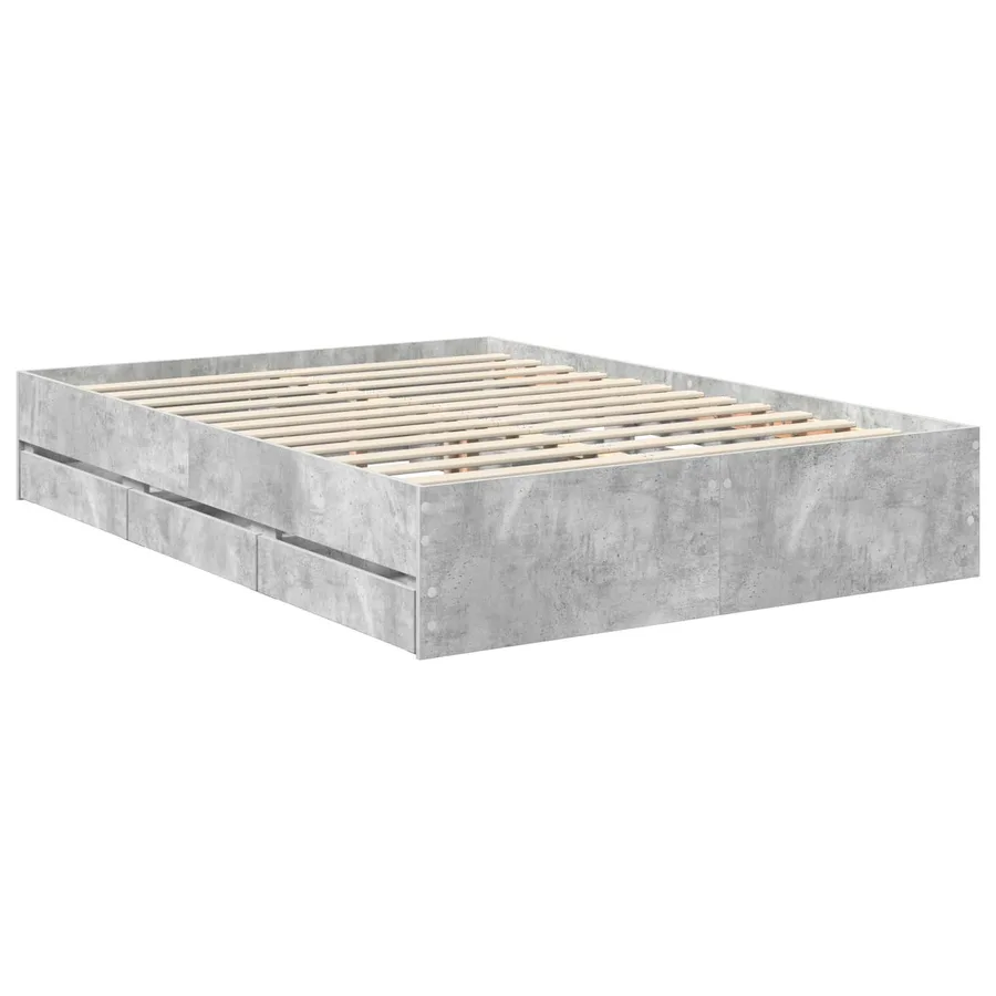 Cadre de lit Gris Béton 140 x 190 cm Bois d’ingénierie - 6