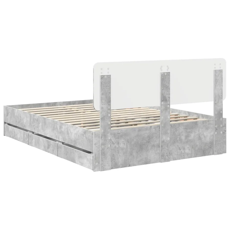 Cadre de lit Gris Béton 140 x 190 cm Bois d’ingénierie - 8