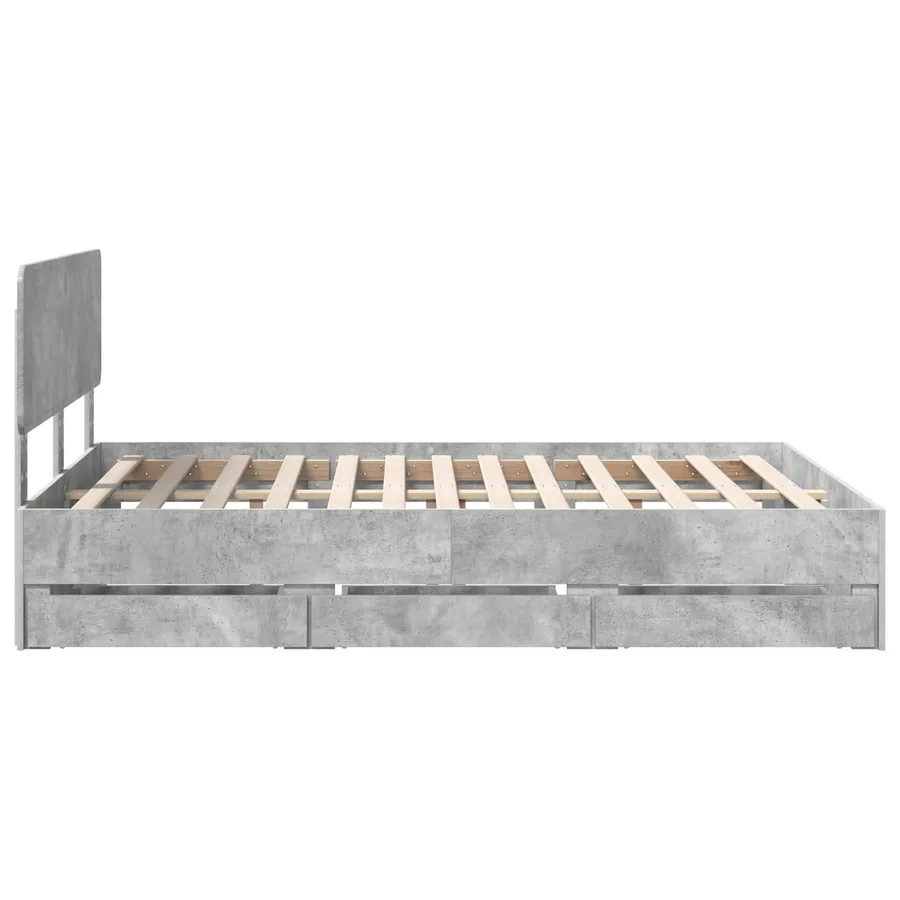 Cadre de lit Gris Béton 140 x 190 cm Bois d’ingénierie - 9