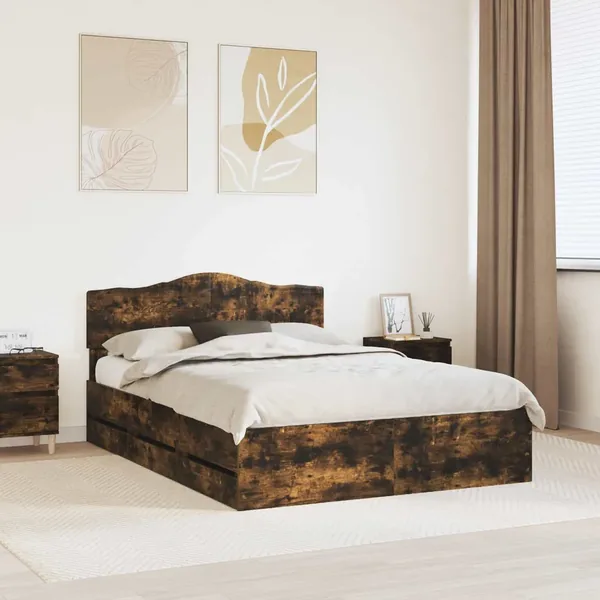 Cadre de lit Chêne fumé 140 x 190 cm Bois Ingénierie