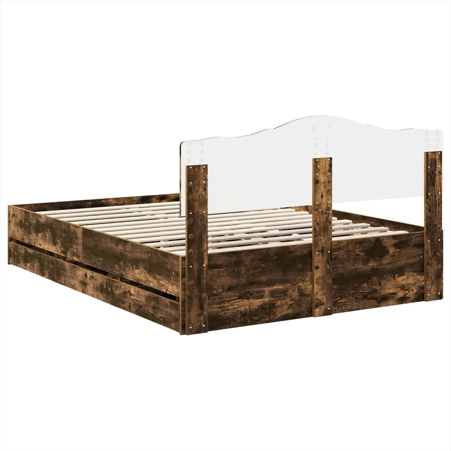 Cadre de lit Chêne fumé 140 x 190 cm Bois Ingénierie - 8