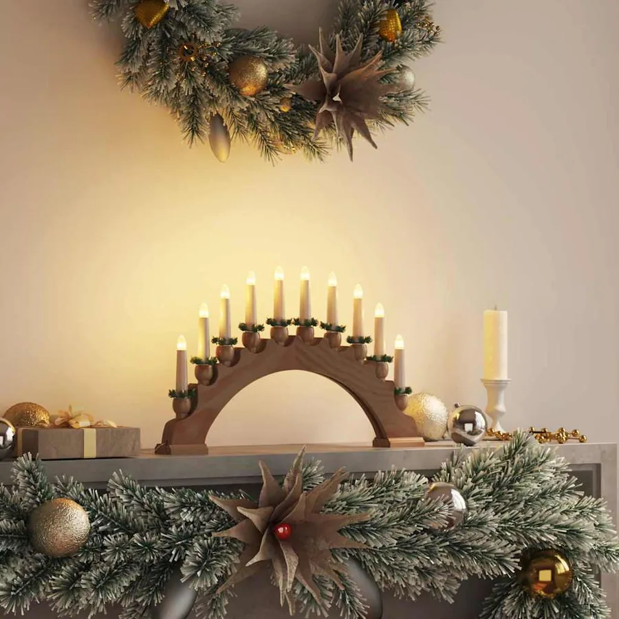 Arche de Bougies de Noël avec 10 Bougies LED Marron