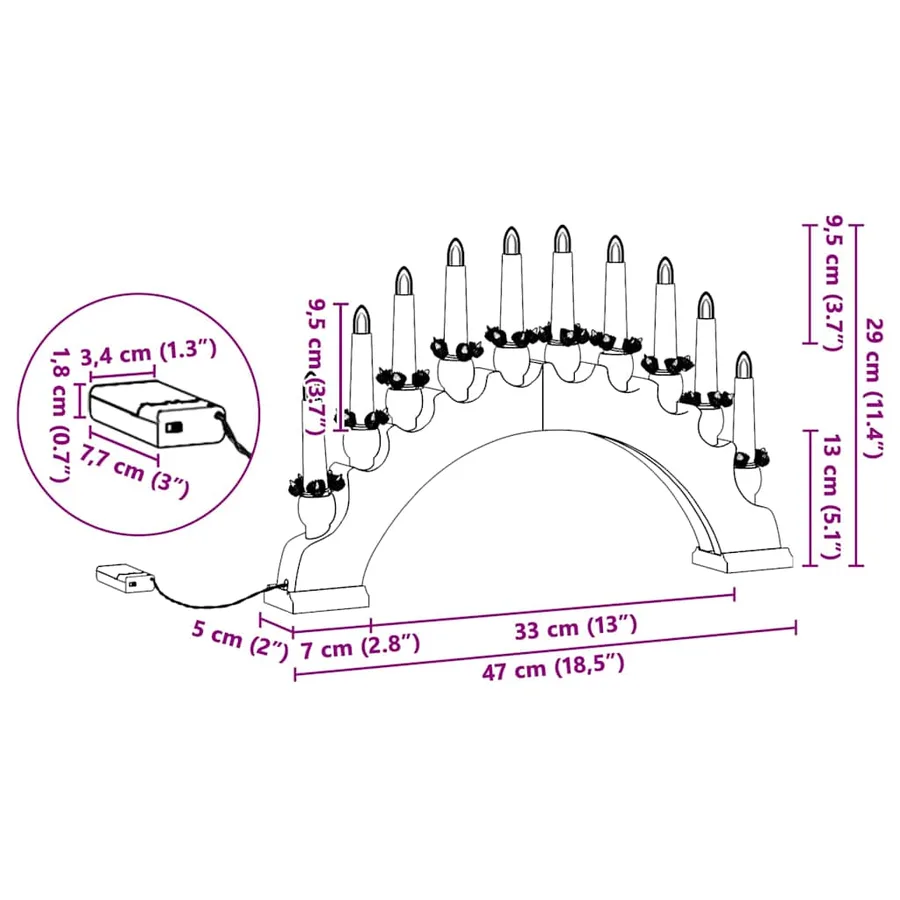 Arche de Bougies de Noël avec 10 Bougies LED Marron - 12