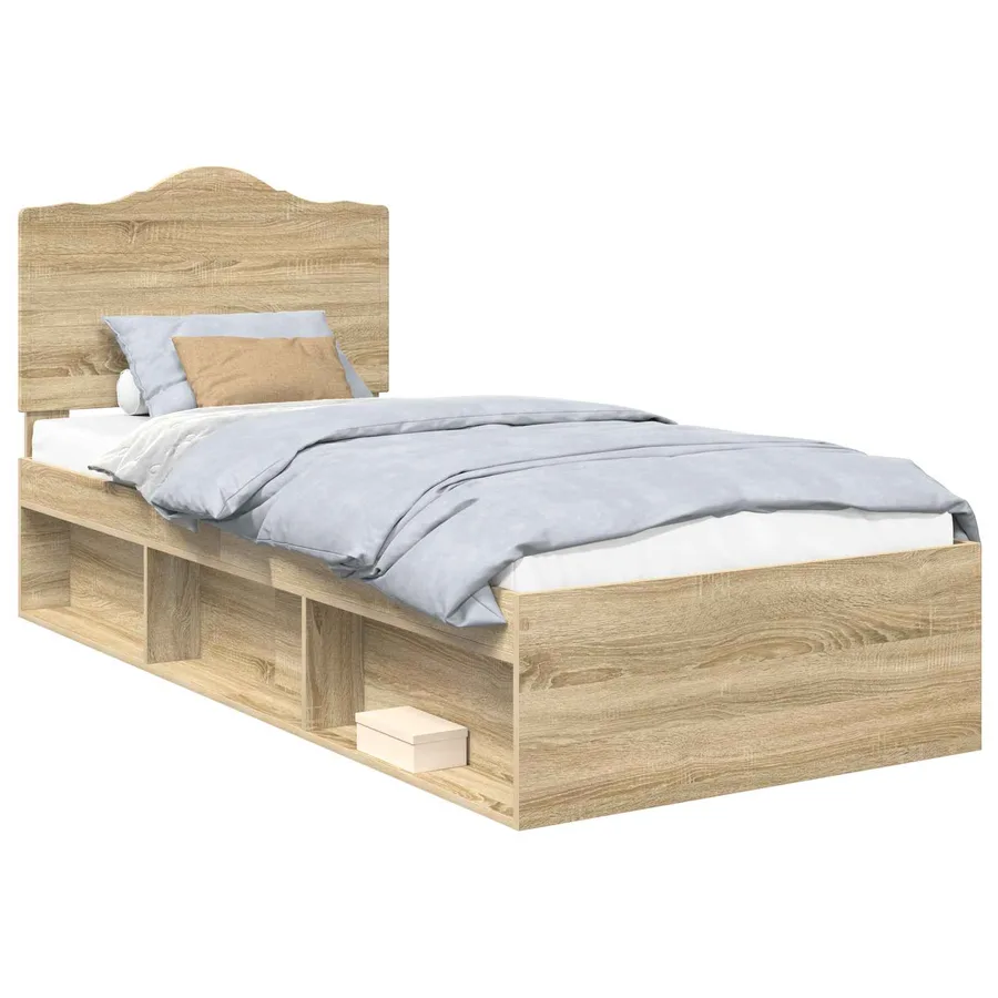 Cadre de lit Chêne Sonoma 75 x 190 cm Pin massif - 2