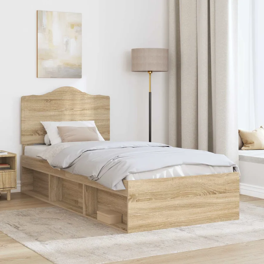 Cadre de lit Chêne Sonoma 75 x 190 cm Pin massif - 3