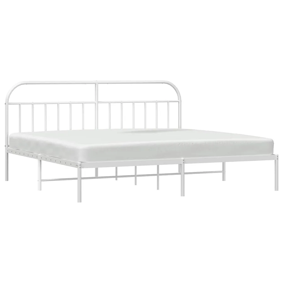 Cadre de lit métal sans matelas et tête de lit blanc 193x203 cm - 5