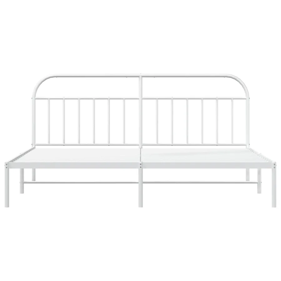 Cadre de lit métal sans matelas et tête de lit blanc 193x203 cm - 6