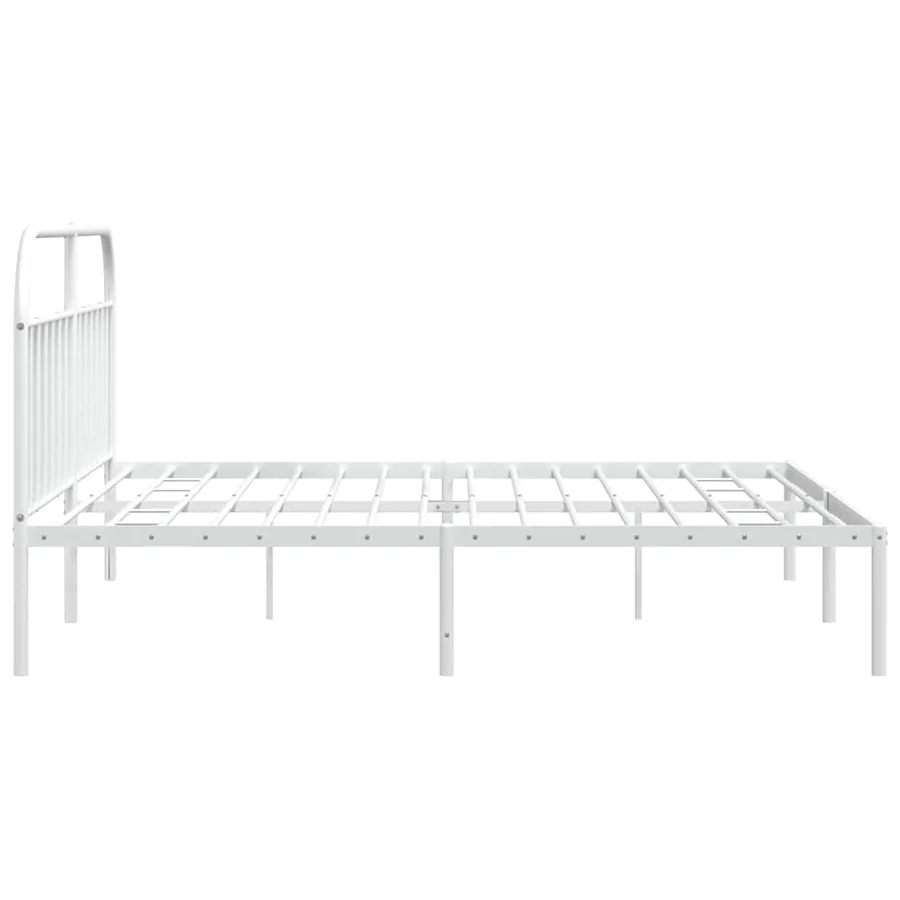 Cadre de lit métal sans matelas et tête de lit blanc 193x203 cm - 7