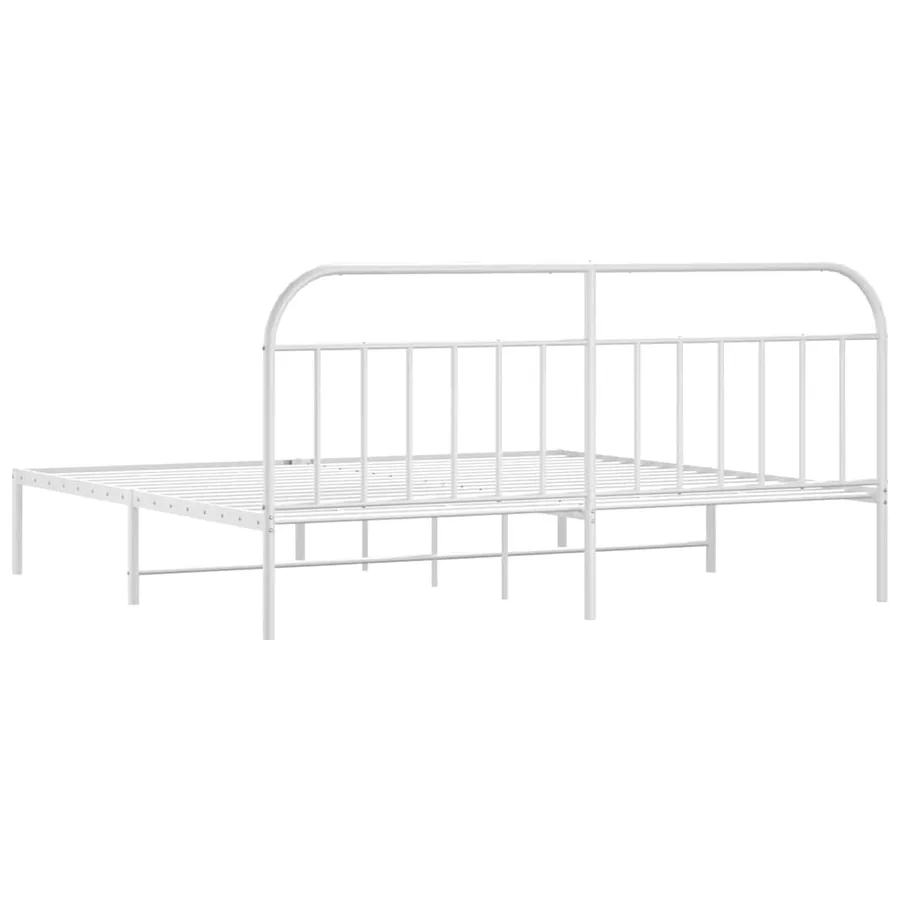 Cadre de lit métal sans matelas et tête de lit blanc 193x203 cm - 8