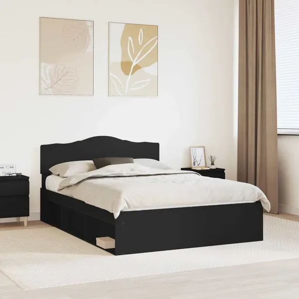 Cadre de lit Noir 140 x 200 cm Bois de pin massif
