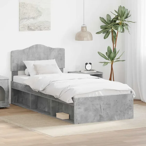 Cadre de lit Gris Béton 90 x 190 cm Bois de pin massif