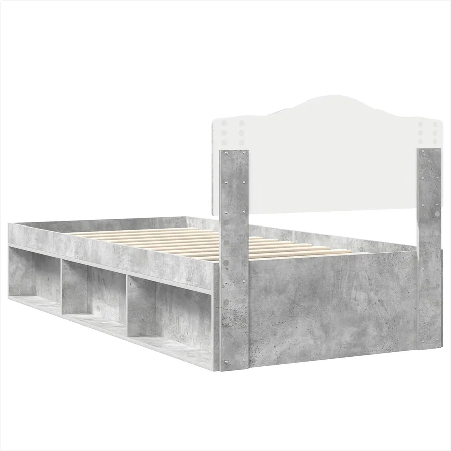 Cadre de lit Gris Béton 90 x 190 cm Bois de pin massif - 9