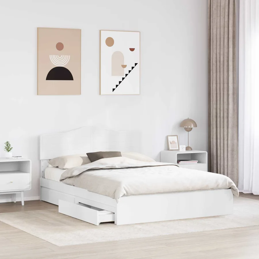 Lit de Rangement Blanc 140 x 200 cm Bois d'ingénierie - 3