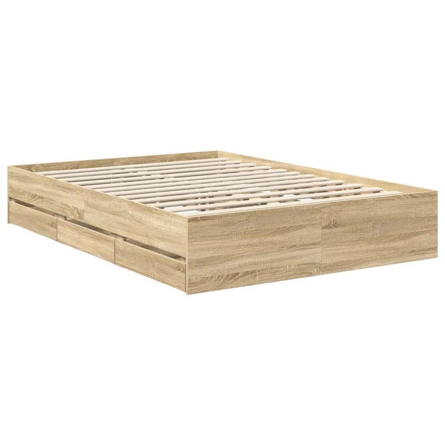 Cadre de lit Chêne Sonoma 140 x 200 cm Bois Ingénierie - 6