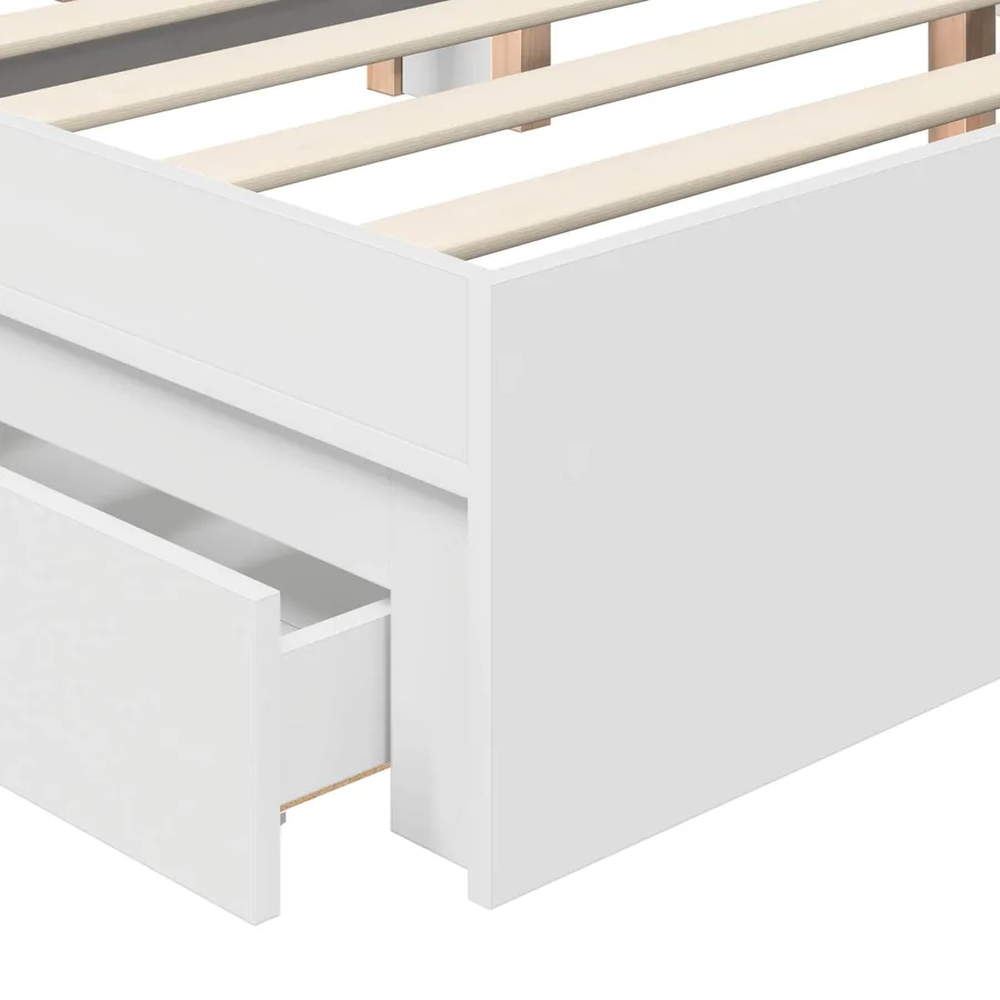 Lit de Rangement Blanc 140 x 190 cm Bois d'ingénierie - 11
