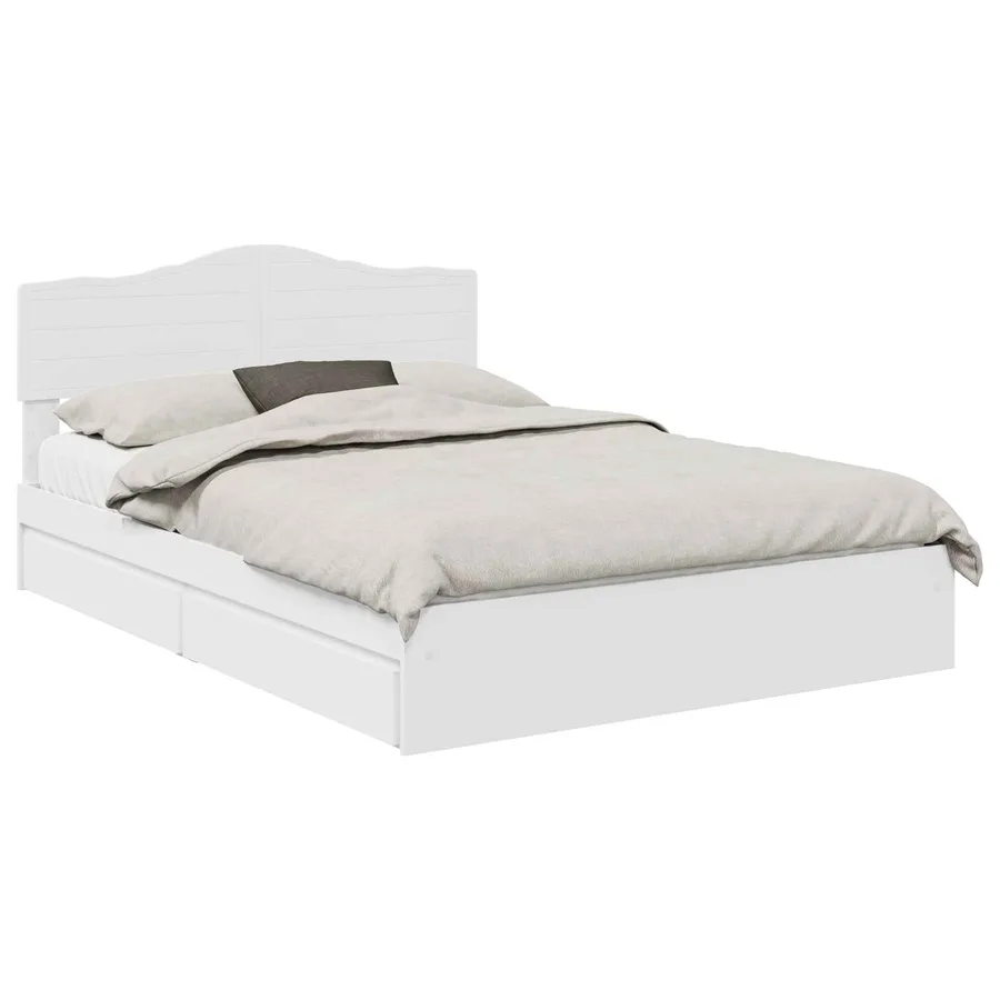 Lit de Rangement Blanc 140 x 190 cm Bois d'ingénierie - 2