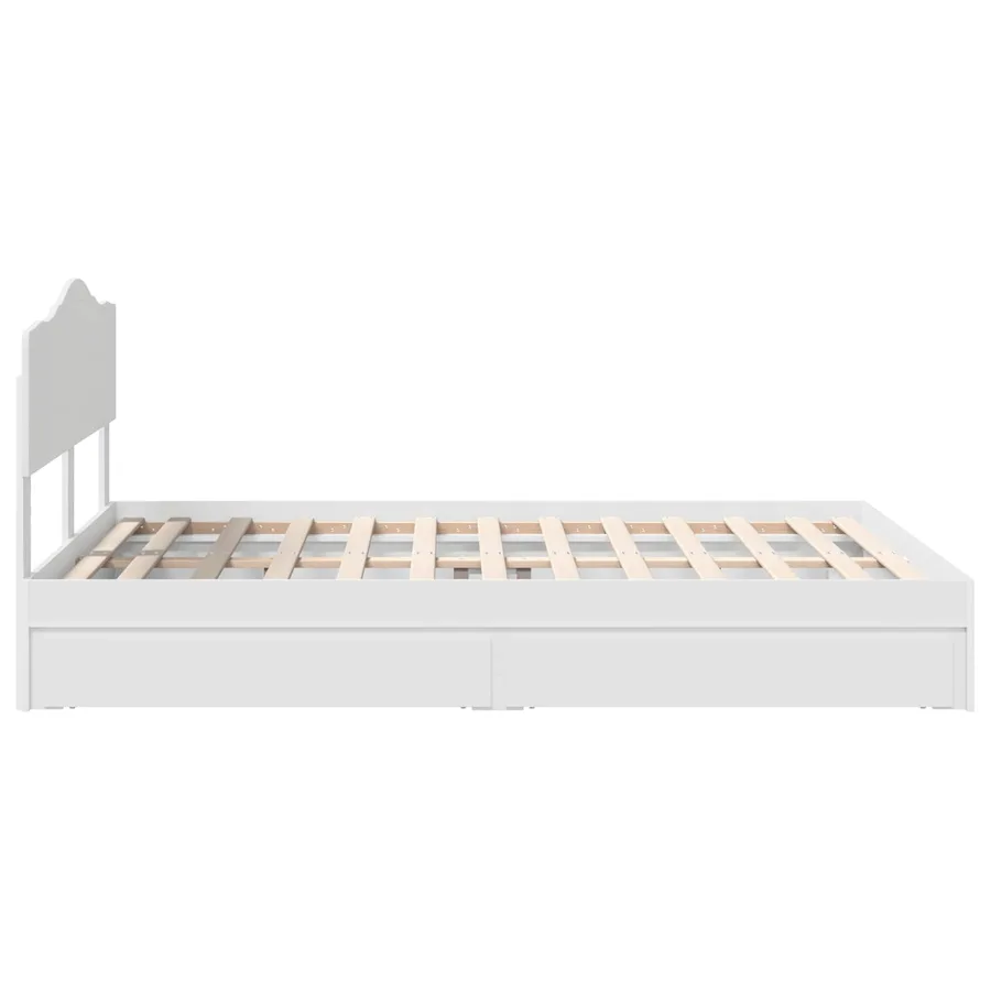 Lit de Rangement Blanc 140 x 190 cm Bois d'ingénierie - 9