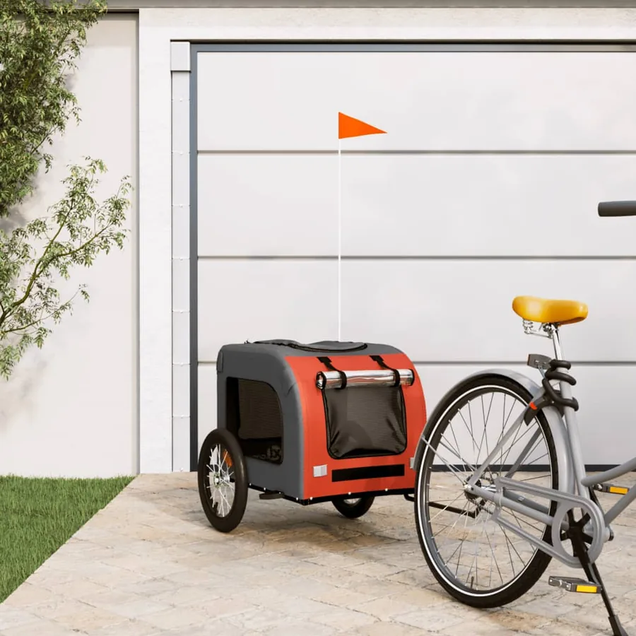 Remorque de vélo pour animaux de compagnie orange et gris