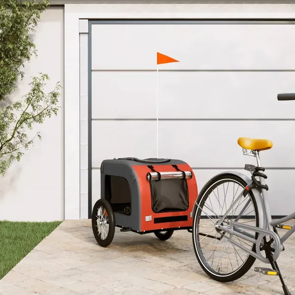 Remorque de vélo pour animaux de compagnie orange et gris