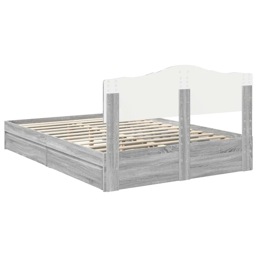 Lit de Rangement Gris Sonoma 140 x 200 cm Bois d'ingénierie - 10