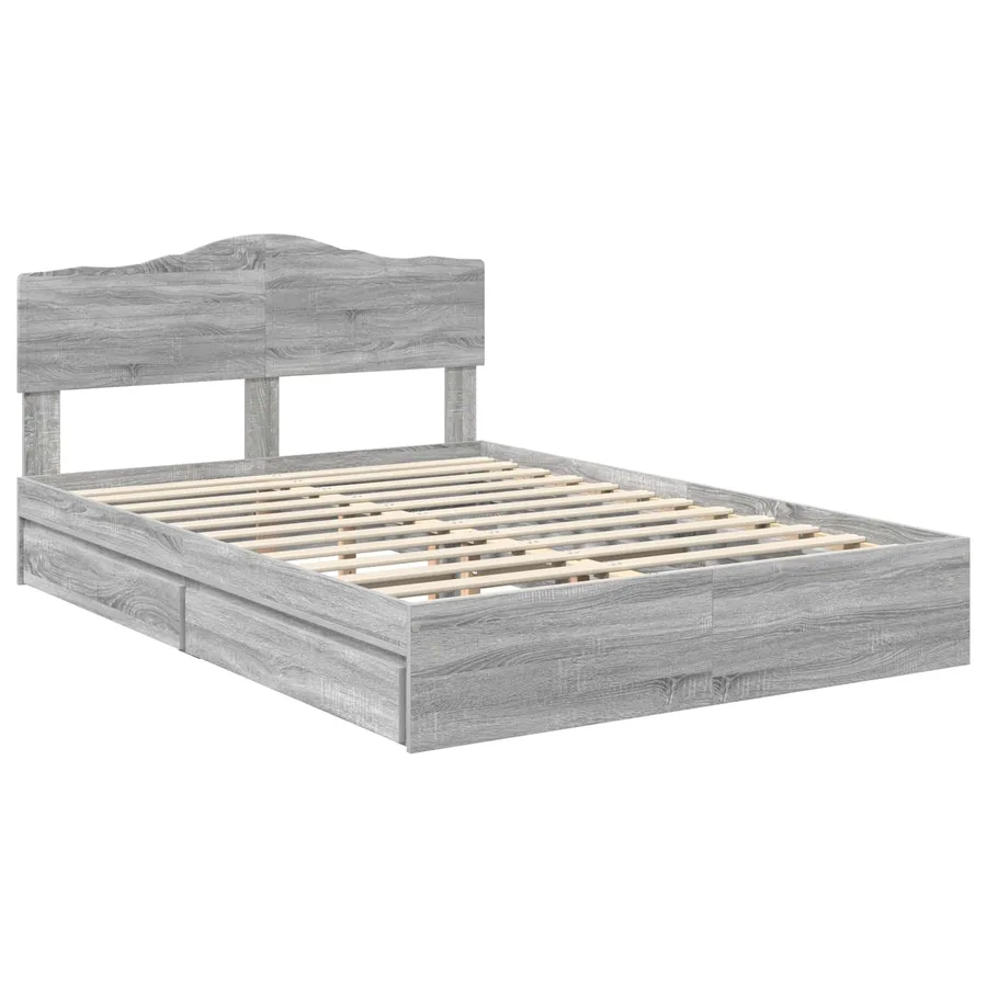 Lit de Rangement Gris Sonoma 140 x 200 cm Bois d'ingénierie - 4