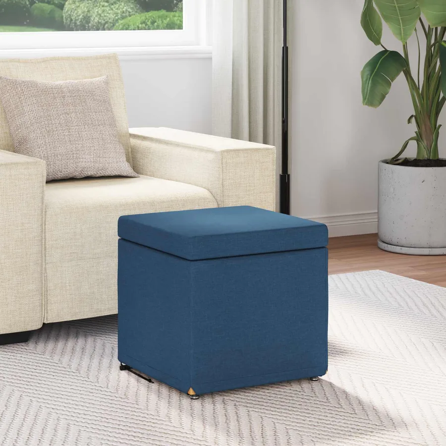 Tabouret Bleu 41 x 41 x 40 cm Tissu et bois stratifié - 3