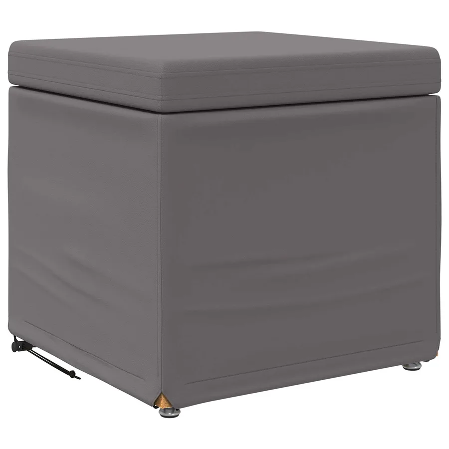 Tabouret Gris Cuir Synthétique et Bois Composite - 2