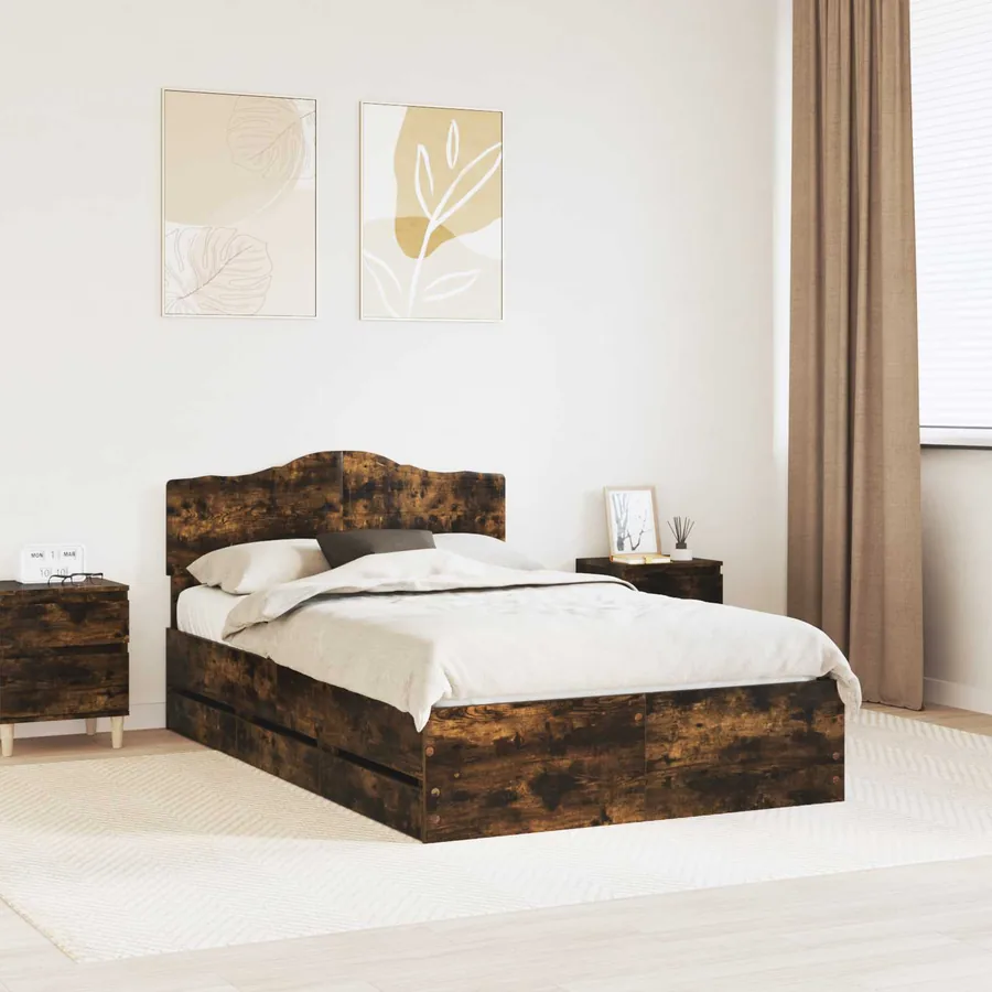 Cadre de lit Chêne fumé 120 x 200 cm Bois Ingénierie