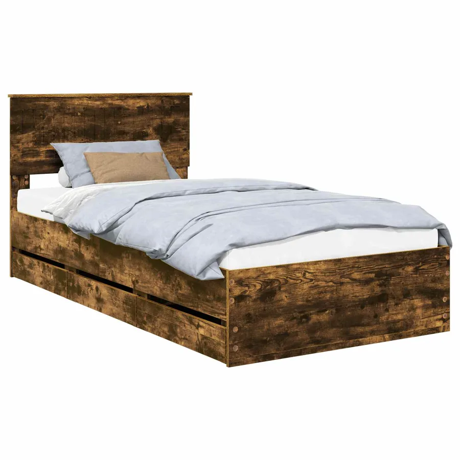Cadre de lit Chêne fumé 100 x 200 cm Bois Ingénierie - 2