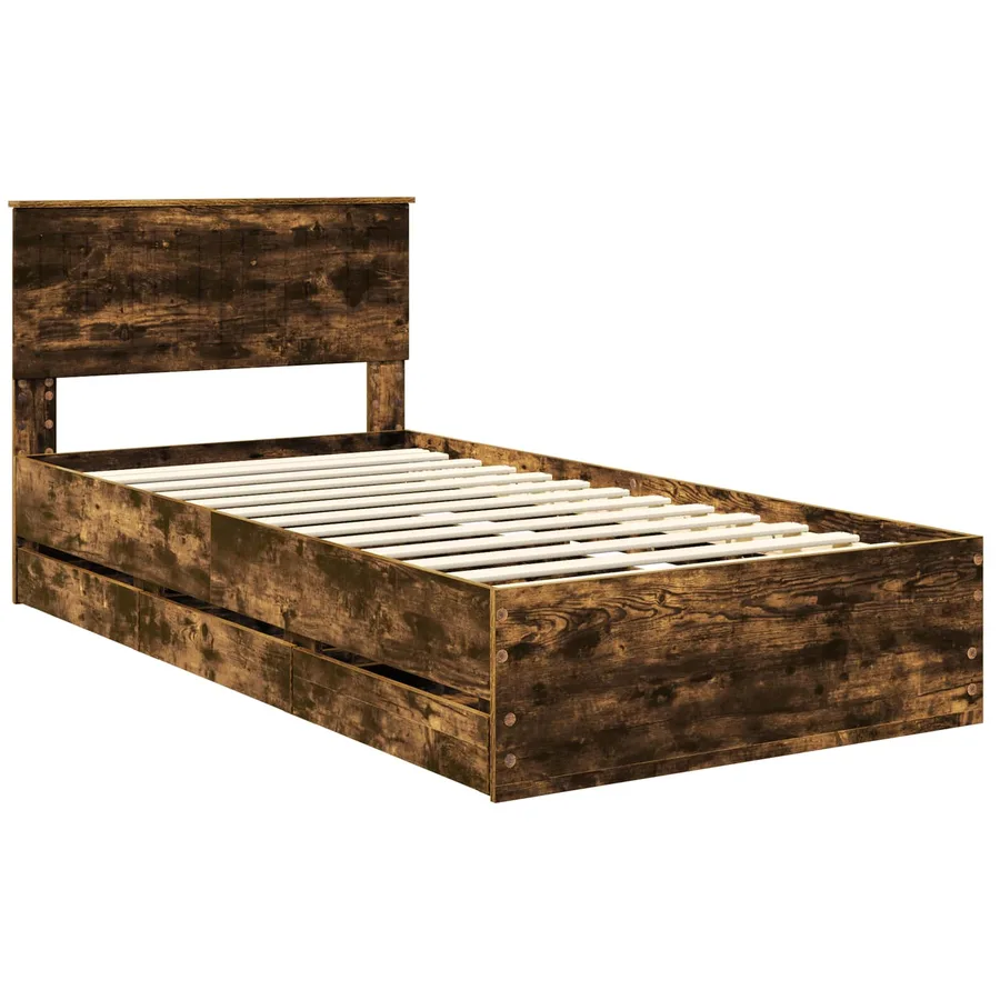 Cadre de lit Chêne fumé 100 x 200 cm Bois Ingénierie - 4
