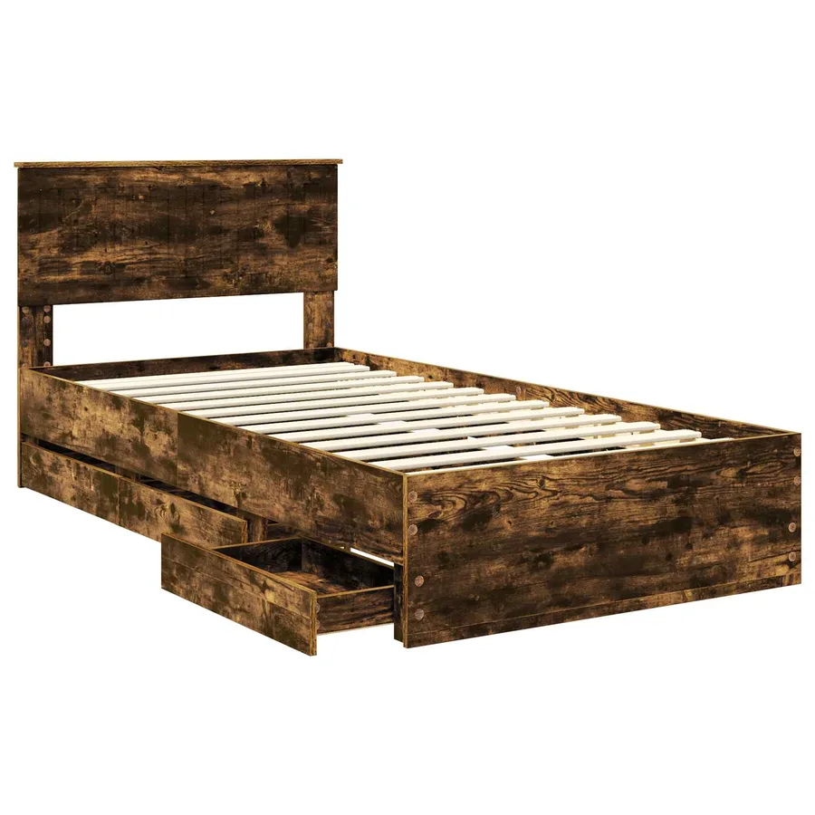 Cadre de lit Chêne fumé 100 x 200 cm Bois Ingénierie - 5