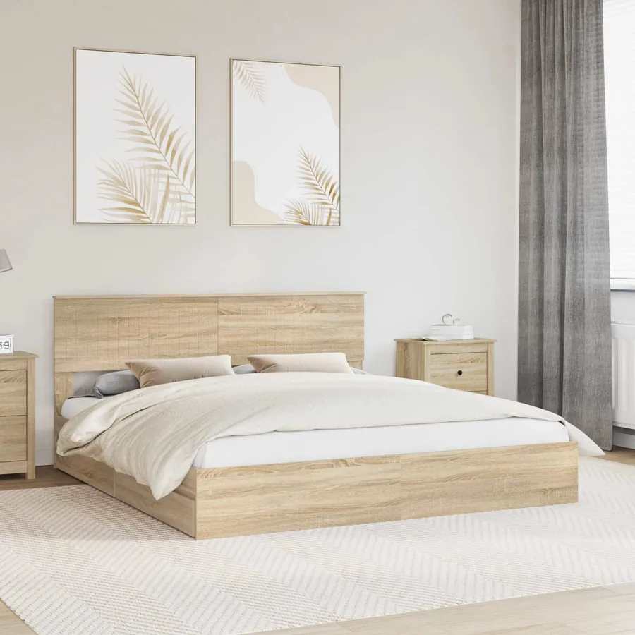 Lit de Rangement Chêne Sonoma 180 x 200 cm Bois d'ingénierie