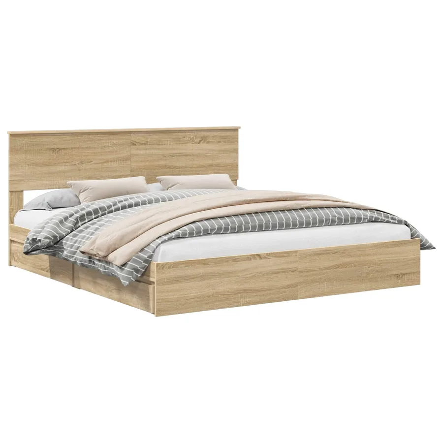Lit de Rangement Chêne Sonoma 180 x 200 cm Bois d'ingénierie - 2