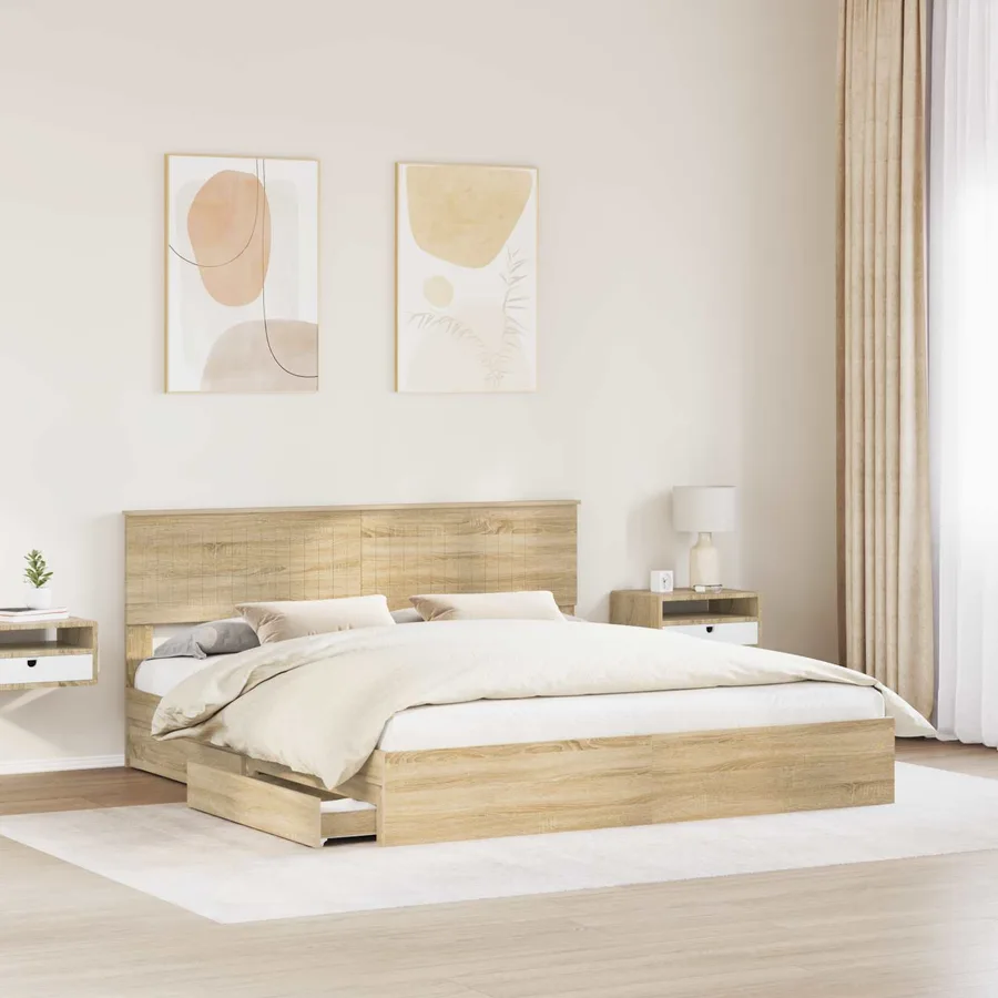 Lit de Rangement Chêne Sonoma 180 x 200 cm Bois d'ingénierie - 3