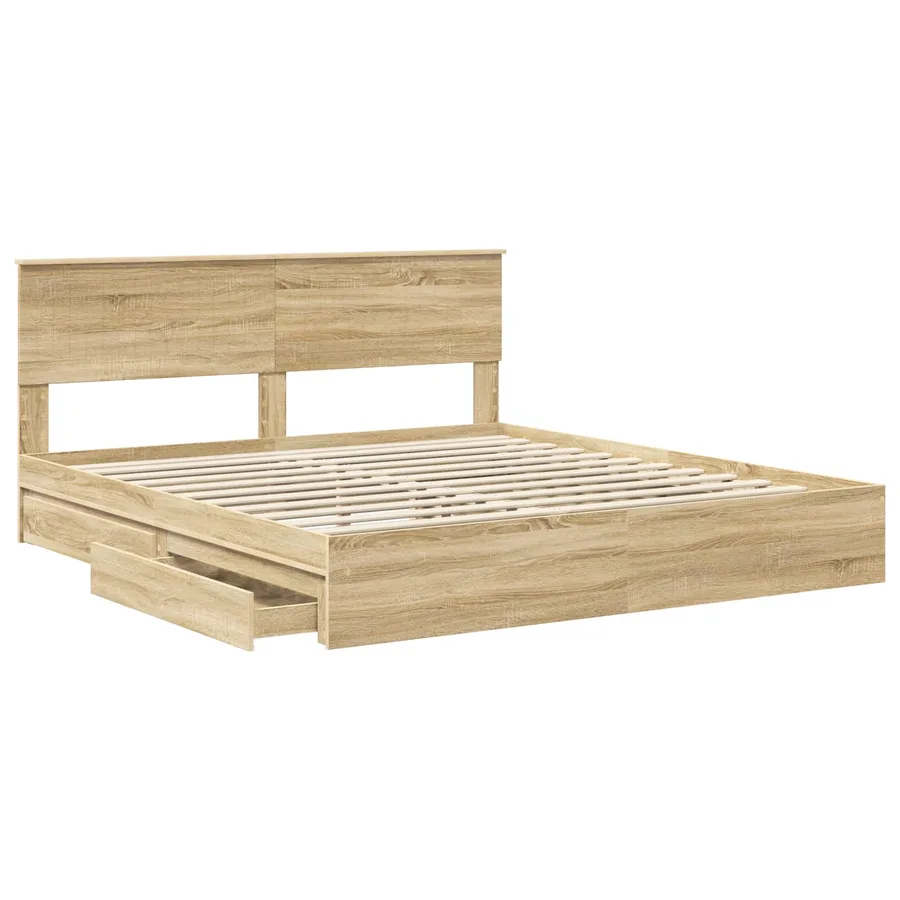 Lit de Rangement Chêne Sonoma 180 x 200 cm Bois d'ingénierie - 5