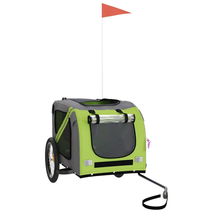 Remorque de vélo pour animaux de compagnie vert et gris - 3