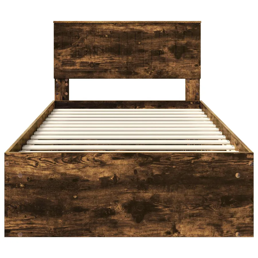 Cadre de lit Chêne fumé 100 x 200 cm Pin massif - 7