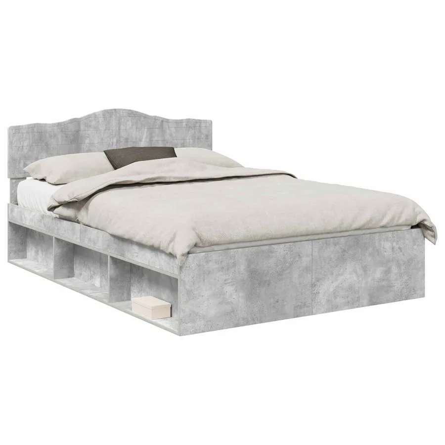 Cadre de lit Béton 140 x 190 cm Bois de pin massif - 2