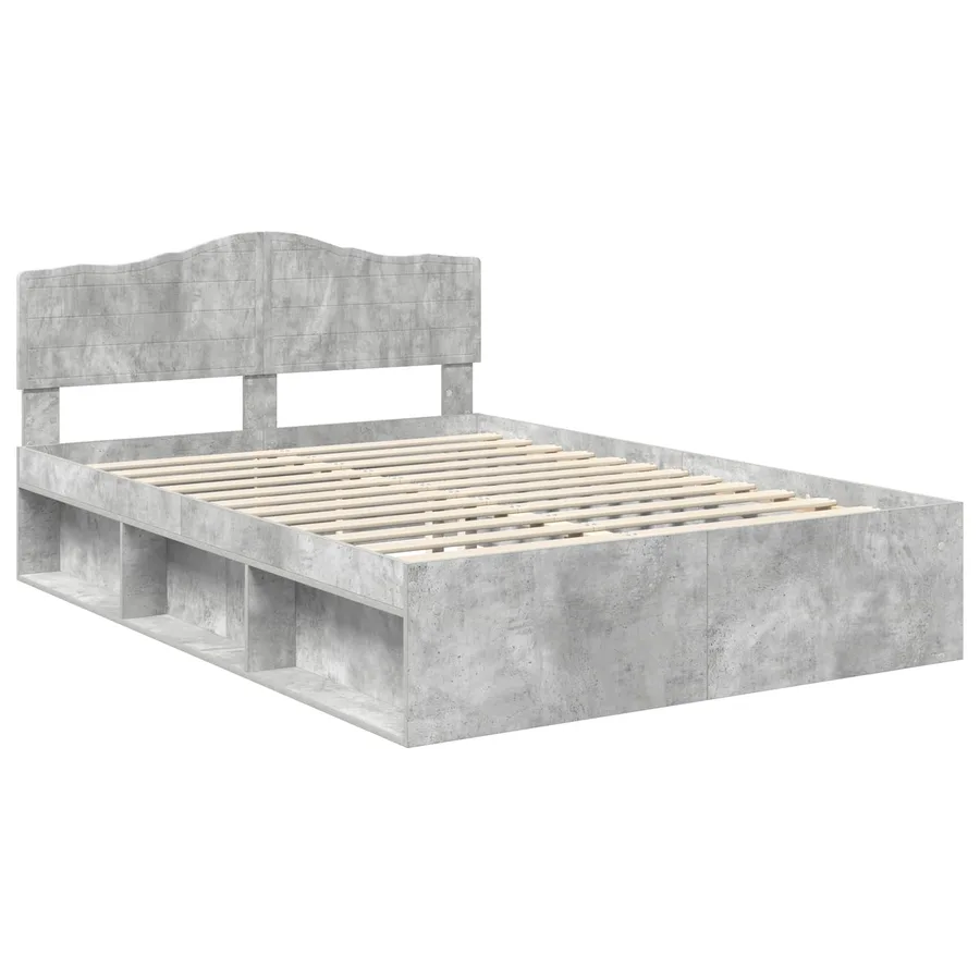 Cadre de lit Béton 140 x 190 cm Bois de pin massif - 4