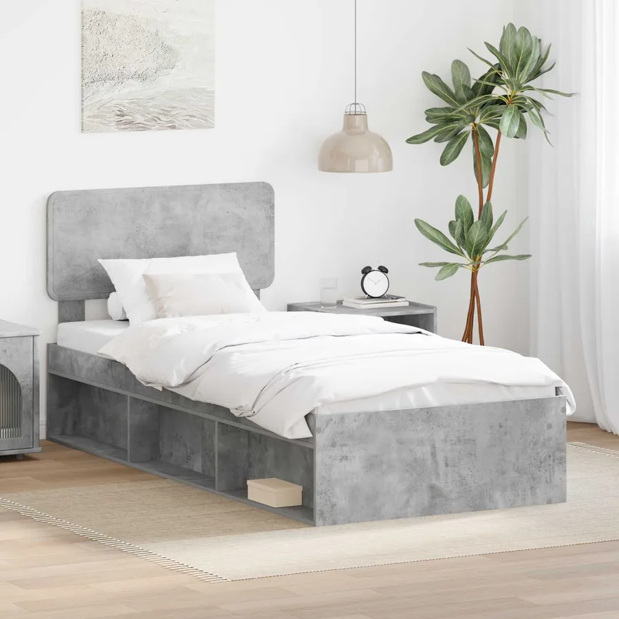 Cadre de lit Gris Béton 100 x 200 cm Pin massif