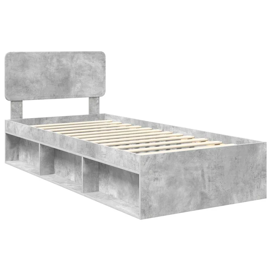 Cadre de lit Gris Béton 100 x 200 cm Pin massif - 4