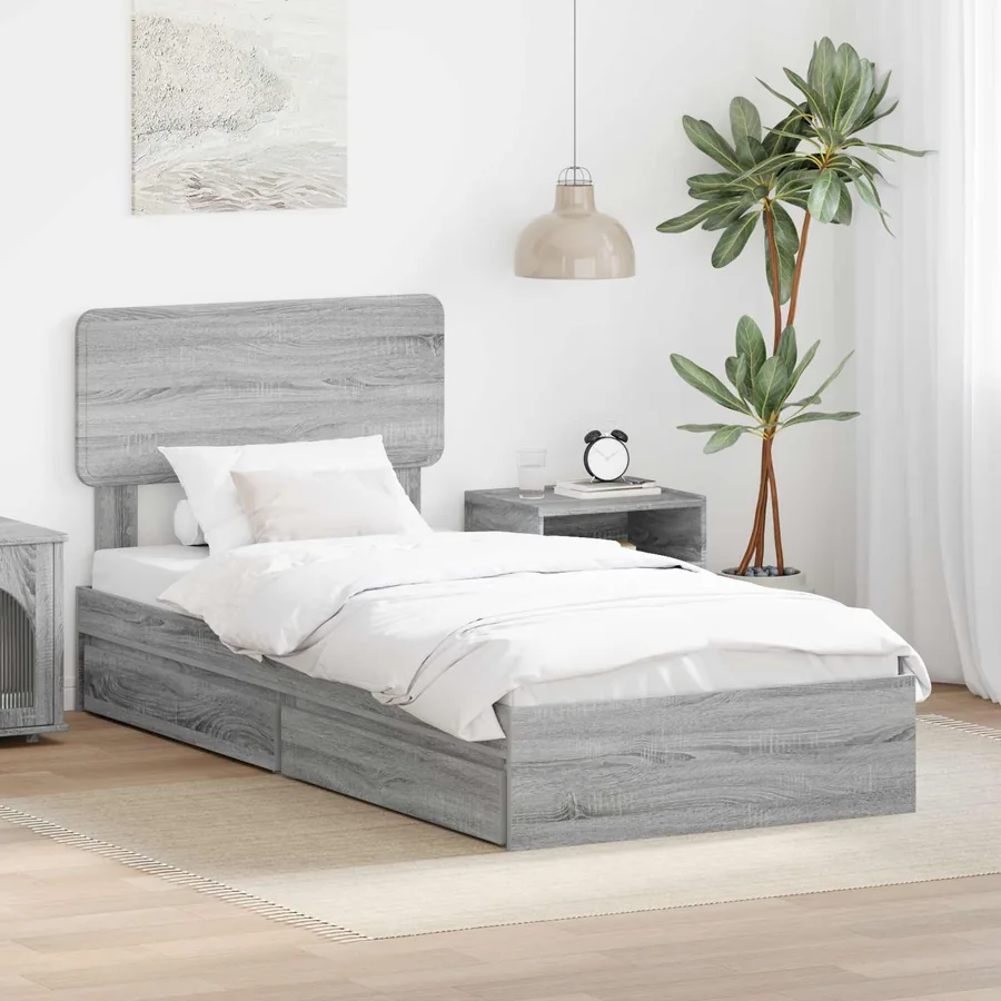 Lit de Rangement Gris Sonoma 100 x 200 cm Bois d'ingénierie