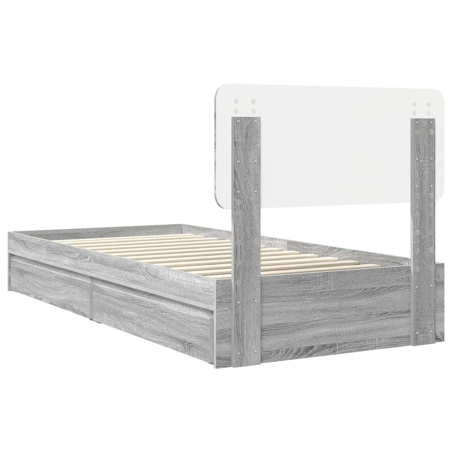 Lit de Rangement Gris Sonoma 100 x 200 cm Bois d'ingénierie - 10