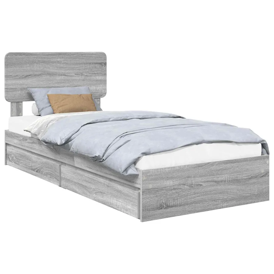 Lit de Rangement Gris Sonoma 100 x 200 cm Bois d'ingénierie - 2