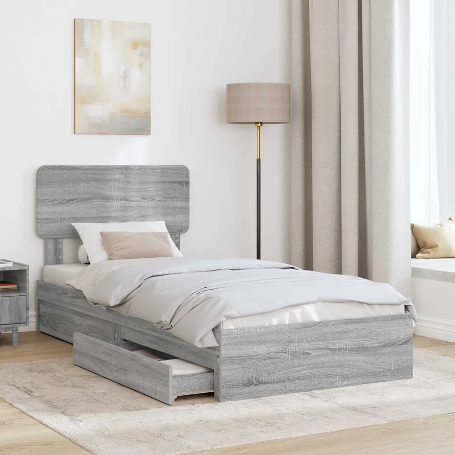 Lit de Rangement Gris Sonoma 100 x 200 cm Bois d'ingénierie - 3