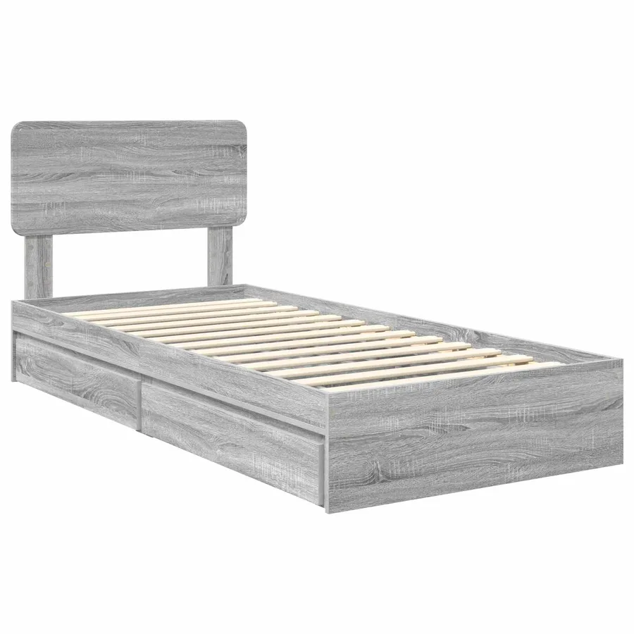 Lit de Rangement Gris Sonoma 100 x 200 cm Bois d'ingénierie - 4