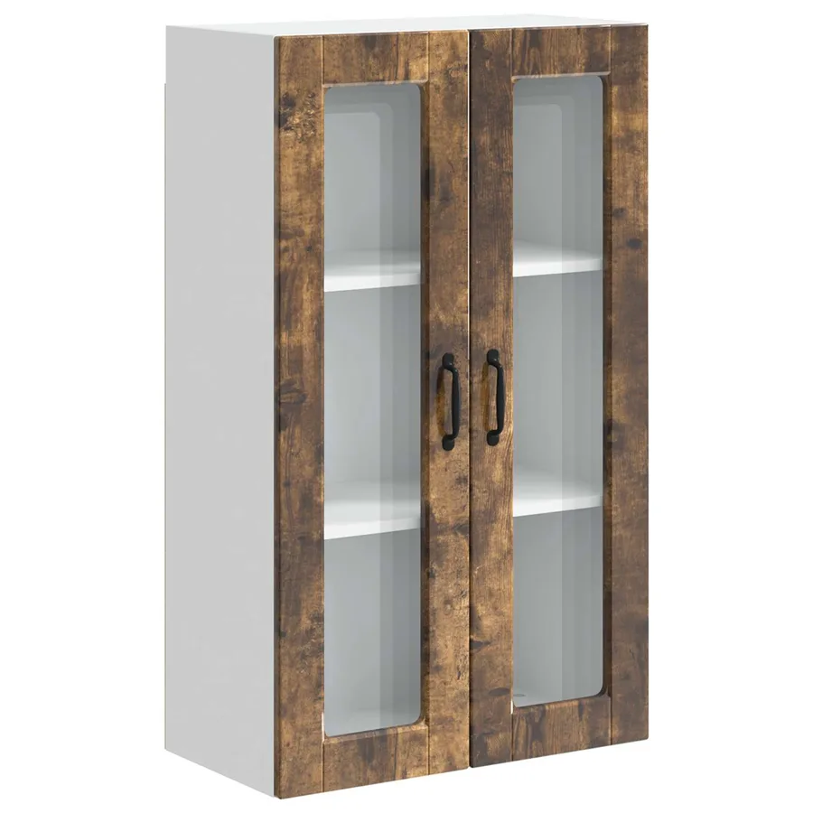 Cabinet en verre mural PORTO Chêne fumé 60 x 31 x 100 cm - 2