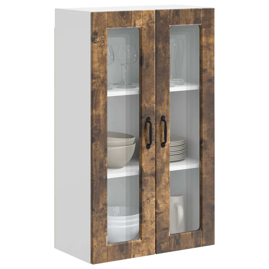Cabinet en verre mural PORTO Chêne fumé 60 x 31 x 100 cm - 3