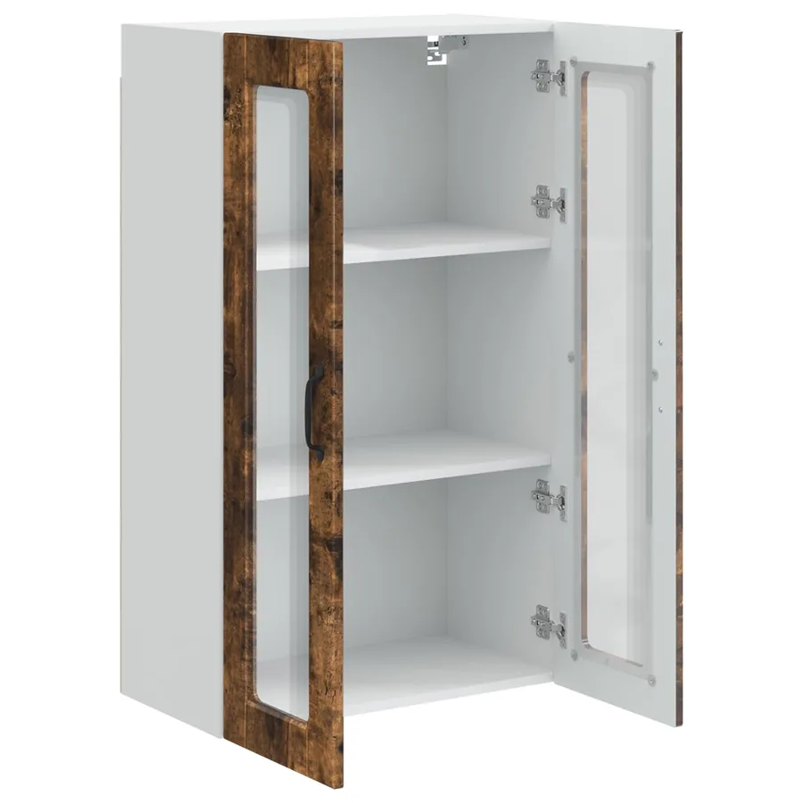 Cabinet en verre mural PORTO Chêne fumé 60 x 31 x 100 cm - 5